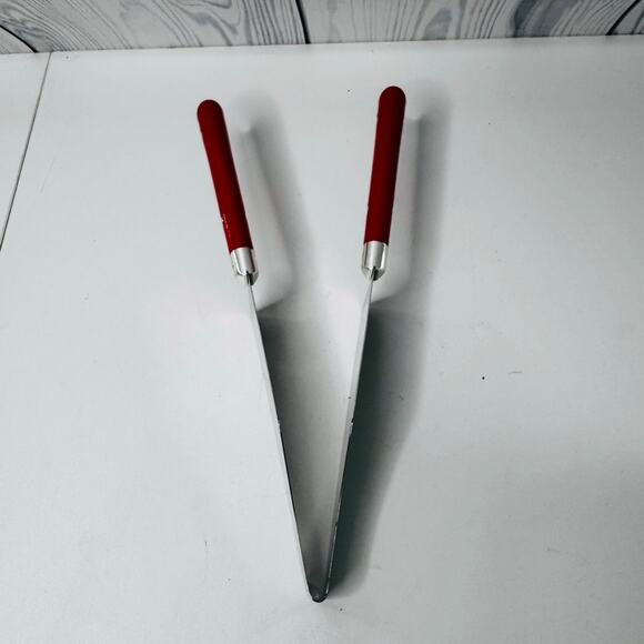 Vtg Kake-Kut'r Brand Stainless Steel Cake Cutter Pointed End Red - Picture 2 of 4